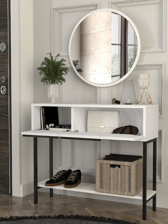 Suzy Wooden Console Table with Mirror White L90xW29.6xH76cm