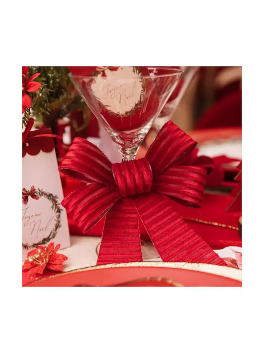 Hanging Bow Ornament Red with Glitter 13x16cm Set 2pcs