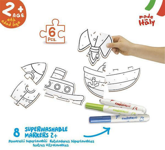 Carioca Baby Transports My First Coloring Puzzle Painting Set Colouring Set with 8 Markers 10pcs