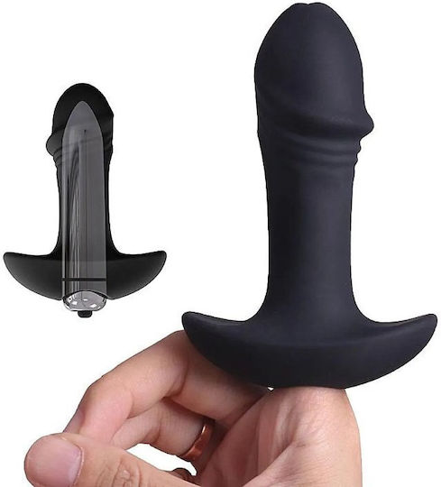 Smd Vibe Arrow Single Speed Butt Plug Removable Vibrating Bullet Πρωκτική Σφήνα Bullet Δονητή 9cm Black