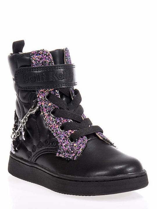Lederne Kinderstiefel mit Reißverschluss Schwarz