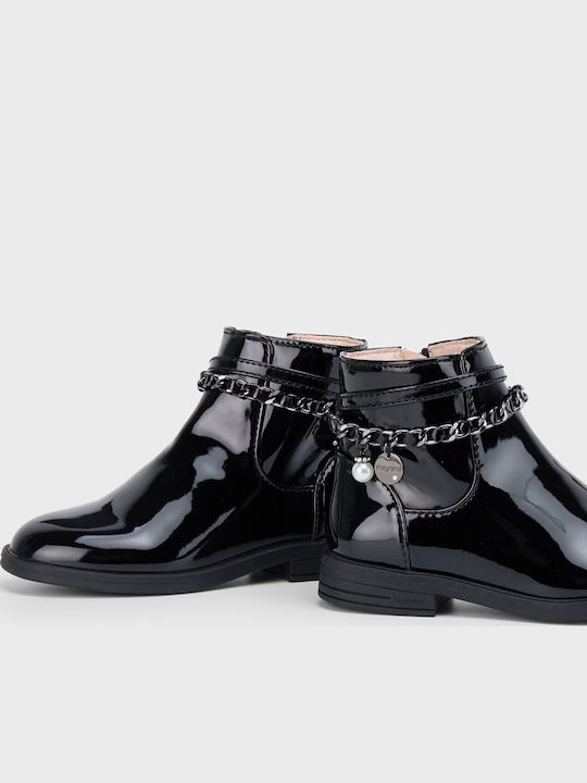 Kids Boots from Patent Leather with Zipper Black