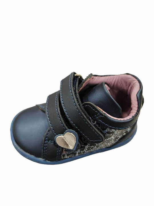 Lederne Kinderstiefeletten mit Klettverschluss Blau