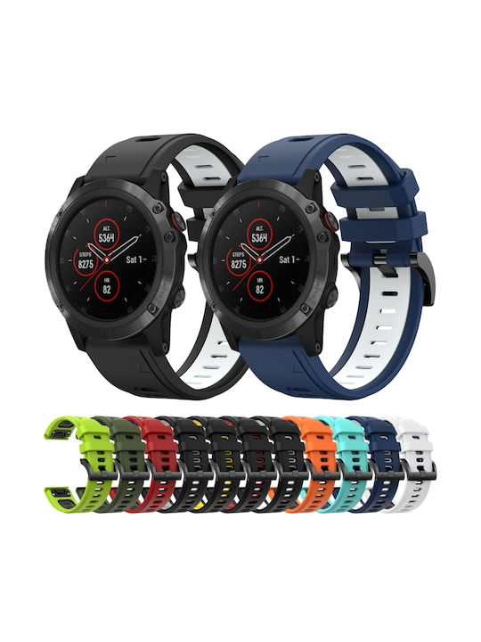 Garmin Fenix 5 Plus 22mm Two-Tone Sport Silicone Watch Strap Orange+Black