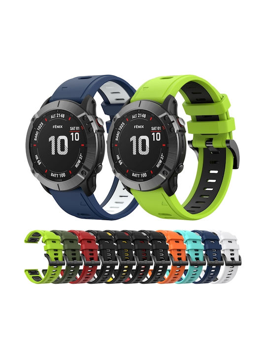 Garmin Fenix 6 Pro Gps 22mm Two-Tone Sports Silicone Watch Strap Orange+Black