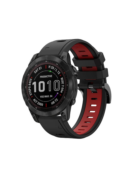 Garmin Fenix 7 Sapphire Solar 22mm Δίχρωμο Αθλητικό Μπρασελέ Σιλικόνης Μαύρο+κόκκινο Garmin Fenix 7 Sapphire Solar 22mm Δίχρωμο Αθλητικό Μπρασελέ Σιλικόνης Μαύρο+κόκκινο
