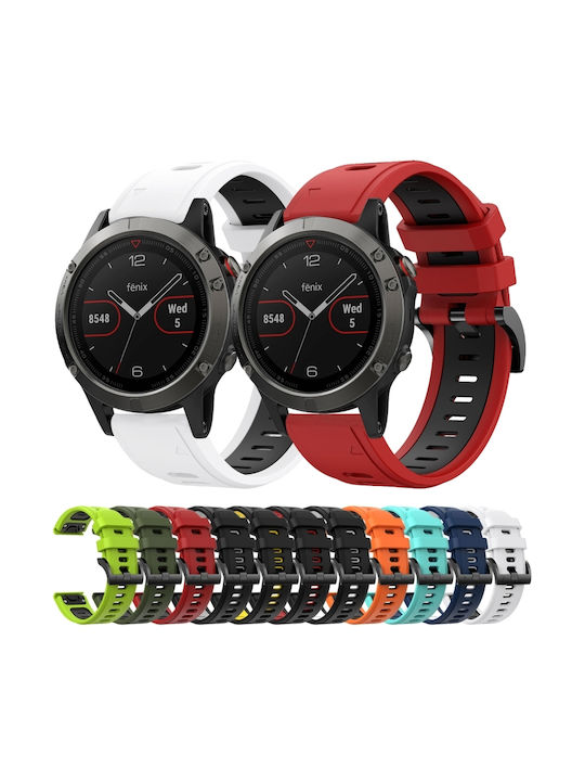Garmin Fenix 5 22mm Two-Tone Sports Silicone Watch Strap Orange+Black