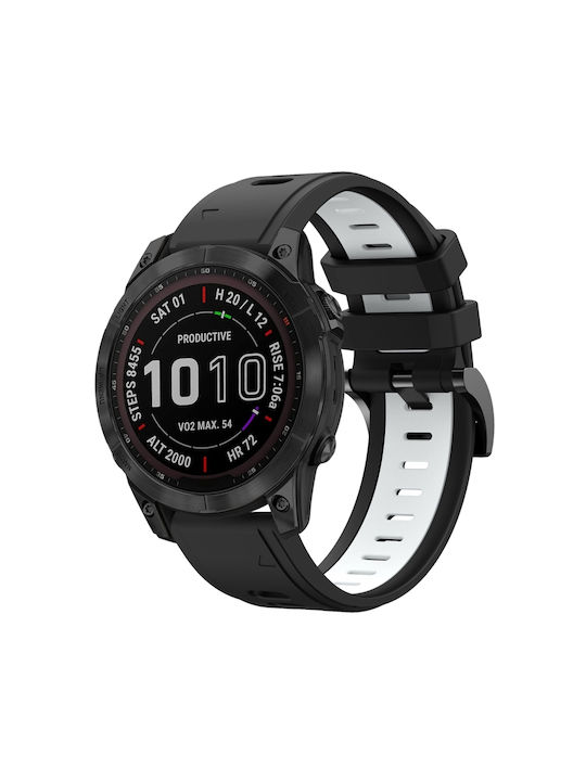 Garmin Fenix 7 Sapphire Solar 22mm Δίχρωμο Αθλητικό Μπρασελέ Σιλικόνης Μαύρο+λευκό Garmin Fenix 7 Sapphire Solar 22mm Δίχρωμο Αθλητικό Μπρασελέ Σιλικόνης Μαύρο+λευκό