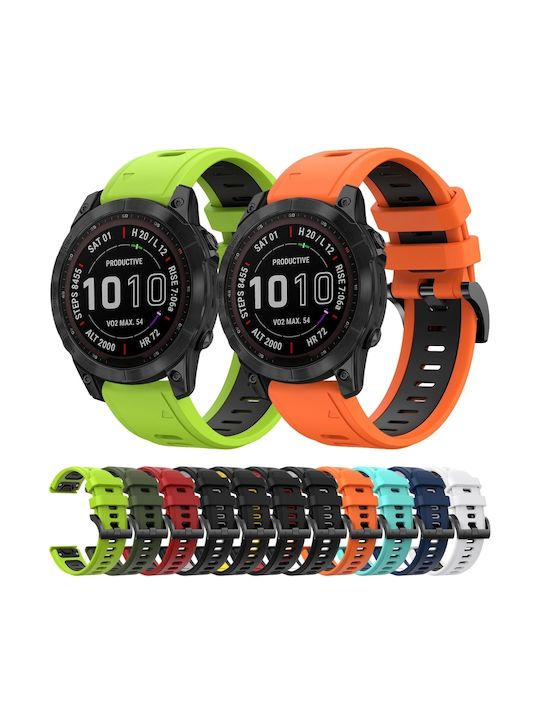 Garmin Fenix 7 Sapphire Solar 22mm Two-Tone Sports Silicone Bracelet Black+White