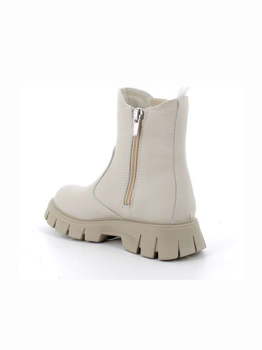 Kids Anatomic Leather Beige Boots with Zipper