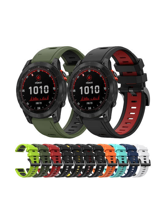Garmin Fenix 7 Solar 22mm Two-Tone Sports Silicone Bracelet Black+Red