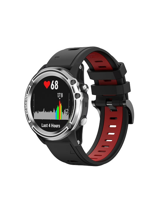 Garmin Quatix 5 Sapphire 22mm Δίχρωμο Αθλητικό Μπρασελέ Σιλικόνης Μαύρο+κόκκινο Garmin Quatix 5 Sapphire 22mm Δίχρωμο Αθλητικό Μπρασελέ Σιλικόνης Μαύρο+κόκκινο