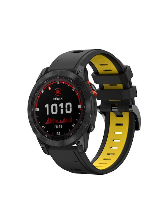 Garmin Fenix 7 Solar 22mm Δίχρωμο Αθλητικό Μπρασελέ Σιλικόνης Μαύρο+κίτρινο Garmin Fenix 7 Solar 22mm Δίχρωμο Αθλητικό Μπρασελέ Σιλικόνης Μαύρο+κίτρινο