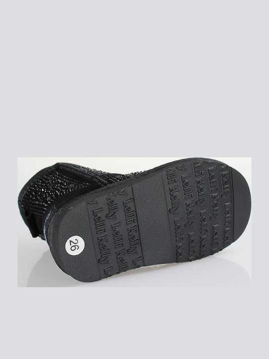 Olivia Suede Kids Boots with Zipper Black