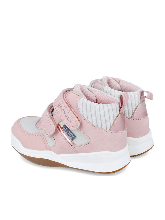 Anatomical Leather Kids Boots with Velcro Pink