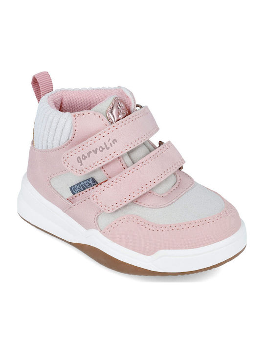 Anatomical Leather Kids Boots with Velcro Pink