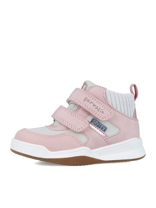 Anatomical Leather Kids Boots with Velcro Pink