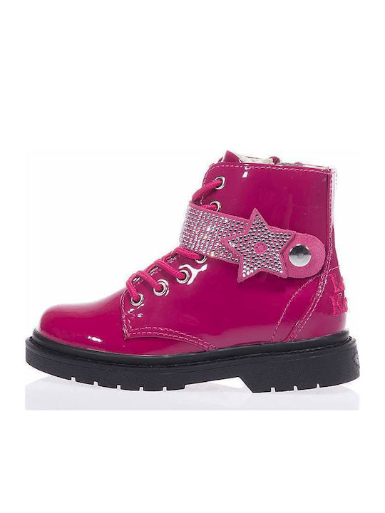 Stella Stellina Vernice Leather Kids Boots with Zipper Fuchsia