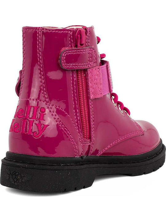 Stella Stellina Vernice Leather Kids Boots with Zipper Fuchsia