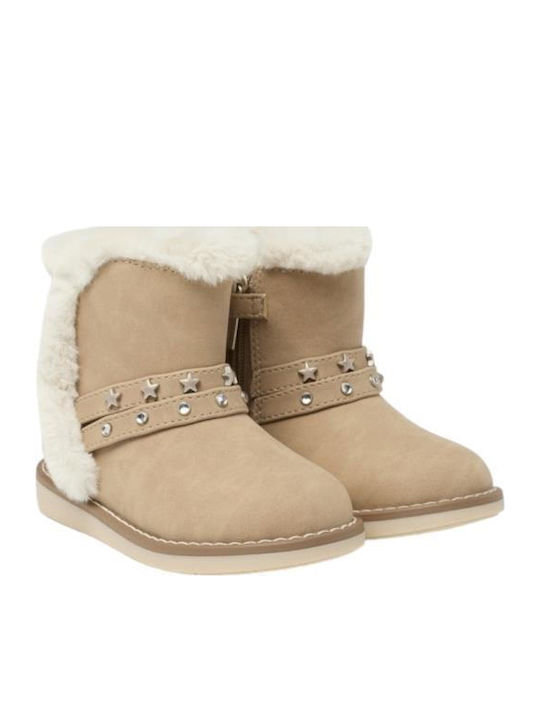 Suede Kinderstiefeletten mit Reißverschluss Beige