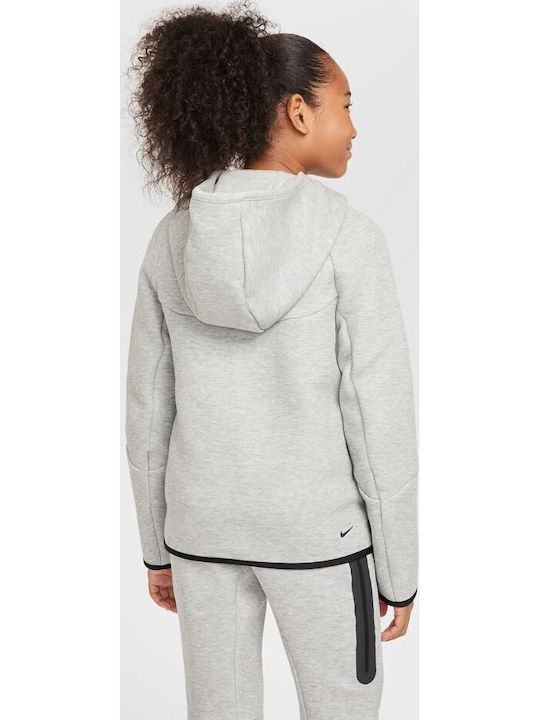 Athletic Kids Cardigan Cotton with Hood Gray Sportswear Tech