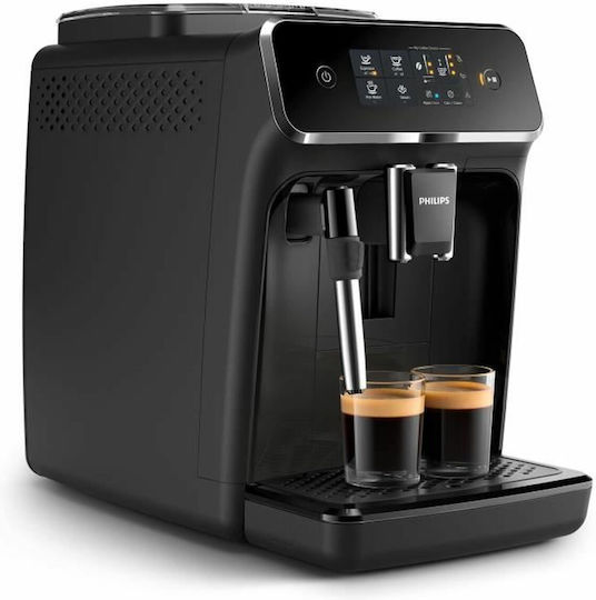 Philips Αυτόματη Μηχανή Espresso 1500W Πίεσης 15bar για Cappuccino με Μύλο Άλεσης Μαύρη EP2225/10