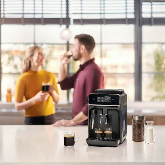 Philips Αυτόματη Μηχανή Espresso 1500W Πίεσης 15bar για Cappuccino με Μύλο Άλεσης Μαύρη EP2225/10