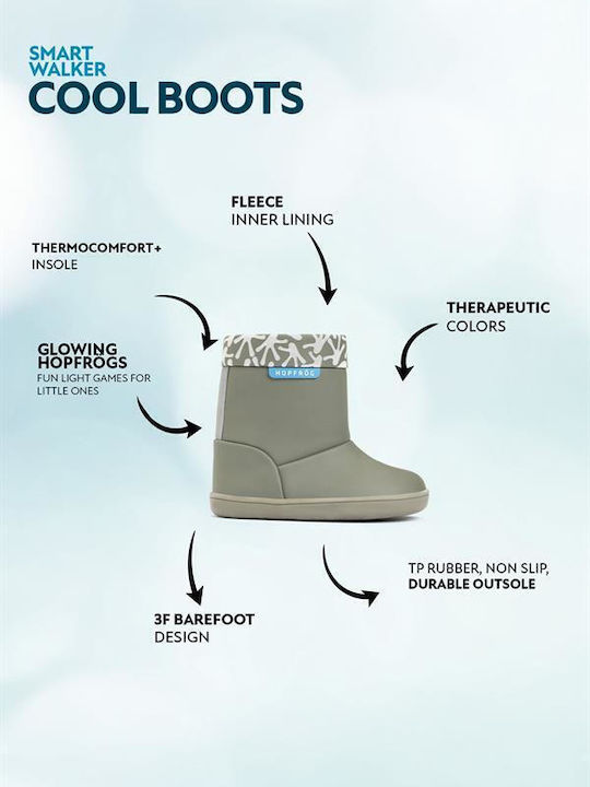 Leather Kids Boots Khaki