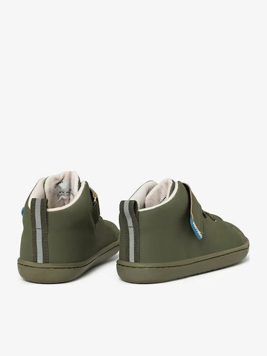 Kids Boots Barefoot with Hoop & Loop Closure Khaki