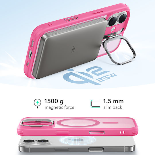 ESR Classic Hybrid Halolock Kickstand Umschlag Rückseite Metallisch Rosa (iPhone 17)