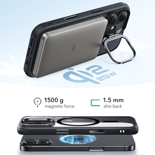 ESR Classic Hybrid Halolock Kickstand Back Cover Metallic Transparent (iPhone 17)
