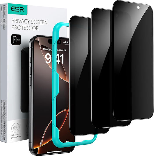 ESR Black Privatsphäre Gehärtetes Glas 3Stück Schwarz (iPhone 17 / 17 Pro / 16 Pro)