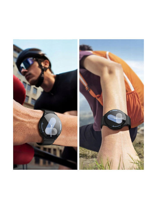 Tech-Protect Plastic Case with Glass in Black color for Samsung Galaxy Watch 8 (44 mm)