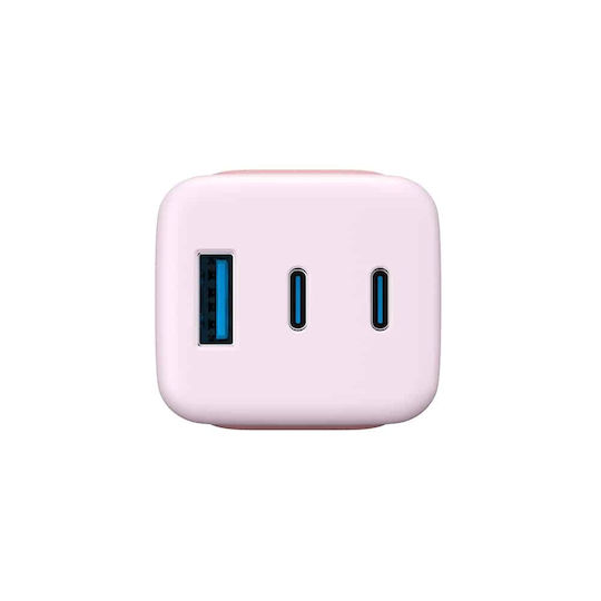 Havit Зарядно без кабел с USB-A порт и 2 USB-C порта 65W Розов (UC260)
