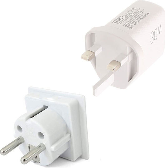 Lamtech Φορτιστής Χωρίς Καλώδιο με Θύρα USB-A και Θύρα USB-C 30W Power Delivery / Quick Charge 3.0 Λευκός (LAM980794)