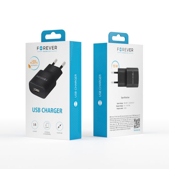 Forever Зарядно без кабел с USB-A порт Черен (FTC013A)