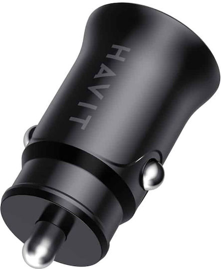 Havit Havit Auto Ladegerät 20W 3A mit Anschlüssen: 1xUSB-A 1xTyp-C zusammen mit Kabeltyp Typ-C Schwarz Farbe
