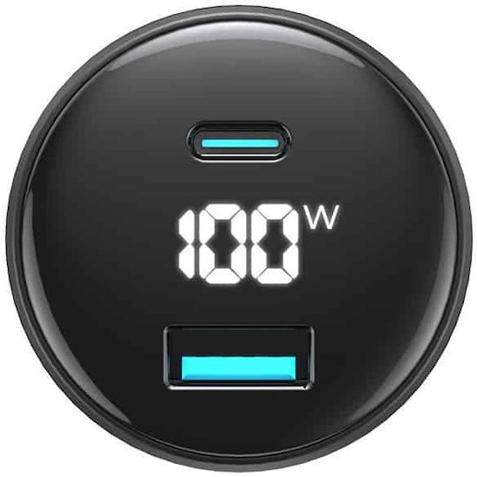 Havit Havit Auto-Ladegerät 100W mit Anschlüssen 1xUSB-A 1xType-C inklusive Kabel Typ-C Schwarz Farbe
