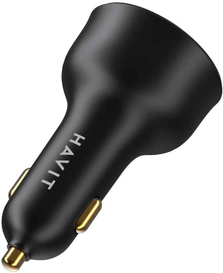 Havit Havit Auto-Ladegerät 100W mit Anschlüssen 1xUSB-A 1xType-C inklusive Kabel Typ-C Schwarz Farbe