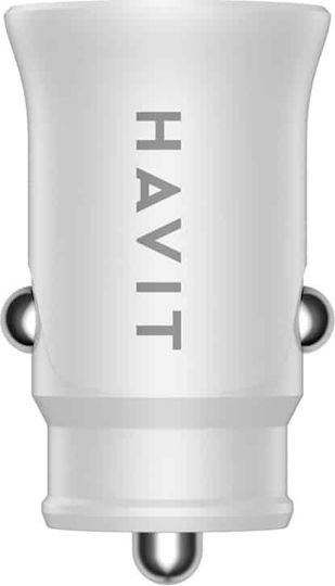 Havit Havit Auto-Ladegerät 20W 3A mit Anschlüssen: 1xUSB-A 1xTyp-C zusammen mit Kabeltyp Typ-C Weiß Farbe