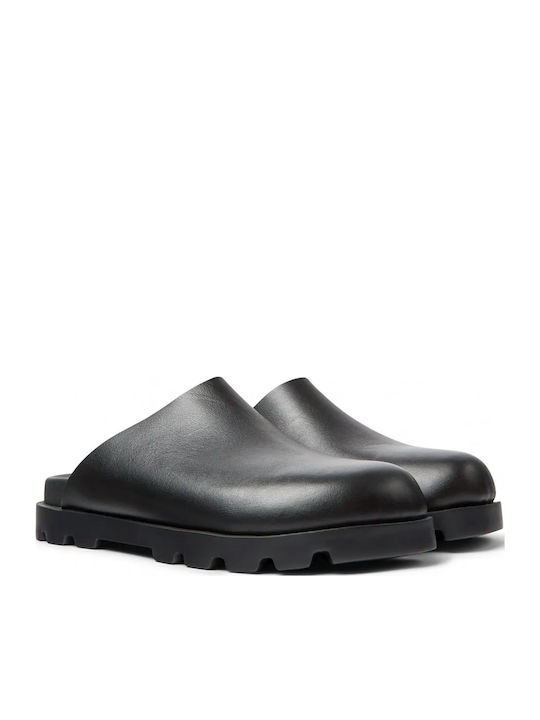 Flat Δερμάτινα Mules σε Μαύρο Χρώμα