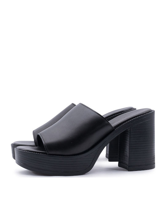 Mules Με Φαρδιά Φάσα Και Φιάπα 305.502-l Μαυρο