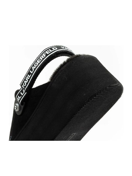 Suede Mules with Low Heel in Black Color