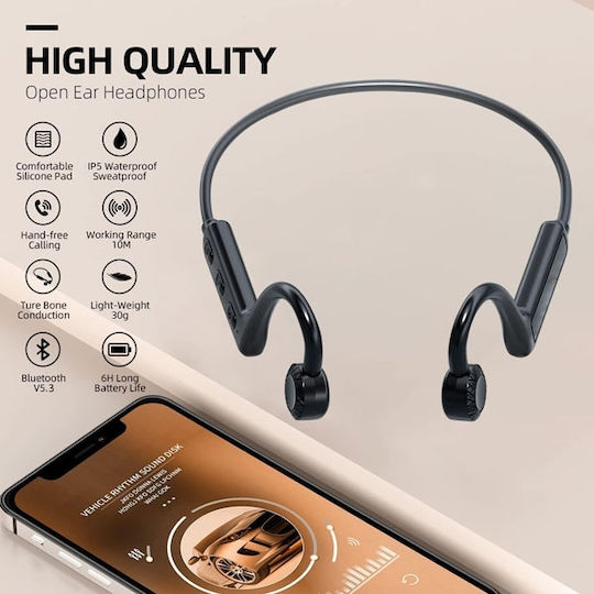 Treqa BT-32 Knochenleitung Bluetooth-Freisprecheinrichtung Kopfhörer Schwarz