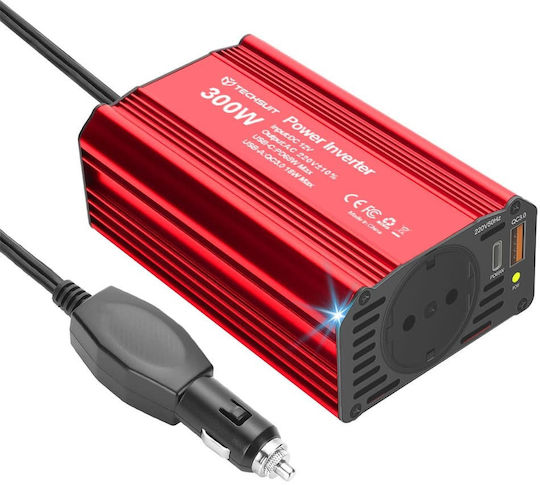 Techsuit Car Inverter 300W to Converter 12V DC in 220V AC with 2xUSB
