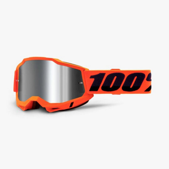 Motocross-Schutzbrille 100% Accuri2 Neon-Orangemirro Silber