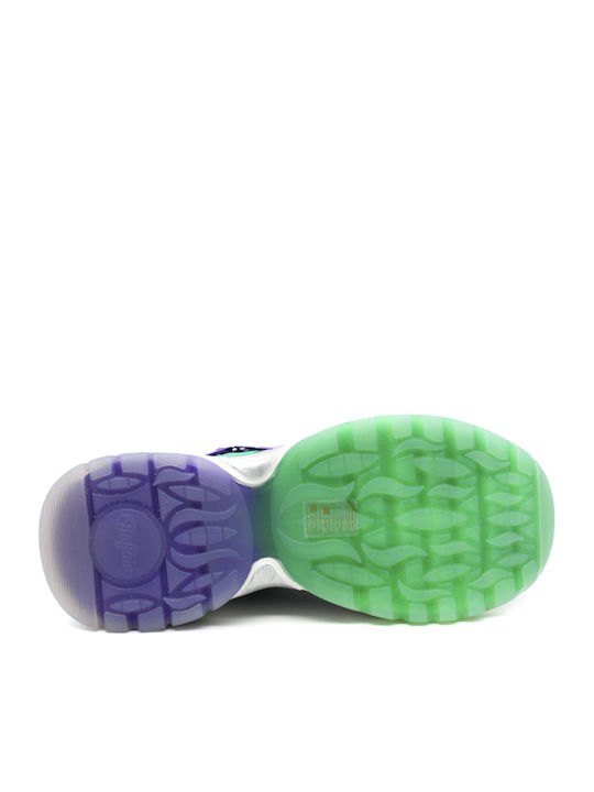 Chunky Sneakers Silver / Green / Purple