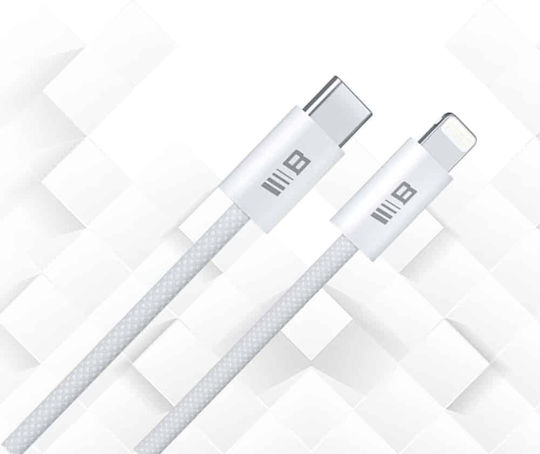 Blueo Braided USB-C to Lightning Cable 60W Λευκό 2m