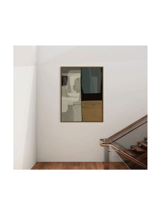 Canvas Painting Neutral Green Abstract 100x150 Cm