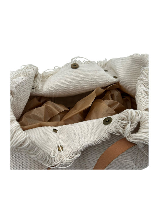 Irene Vilou Fabric Beach Bag Ecru